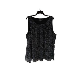 Added Dimensions Womens Top Black Lined Sleeveless Geometric Blouse Size 4X Plus